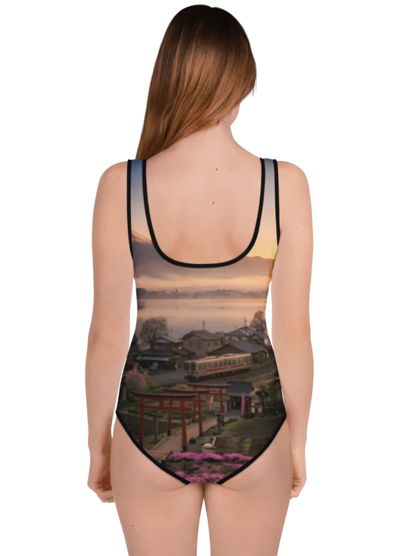 Mount Fuji Village Pink Moss Youth Swimsuit product image (6)