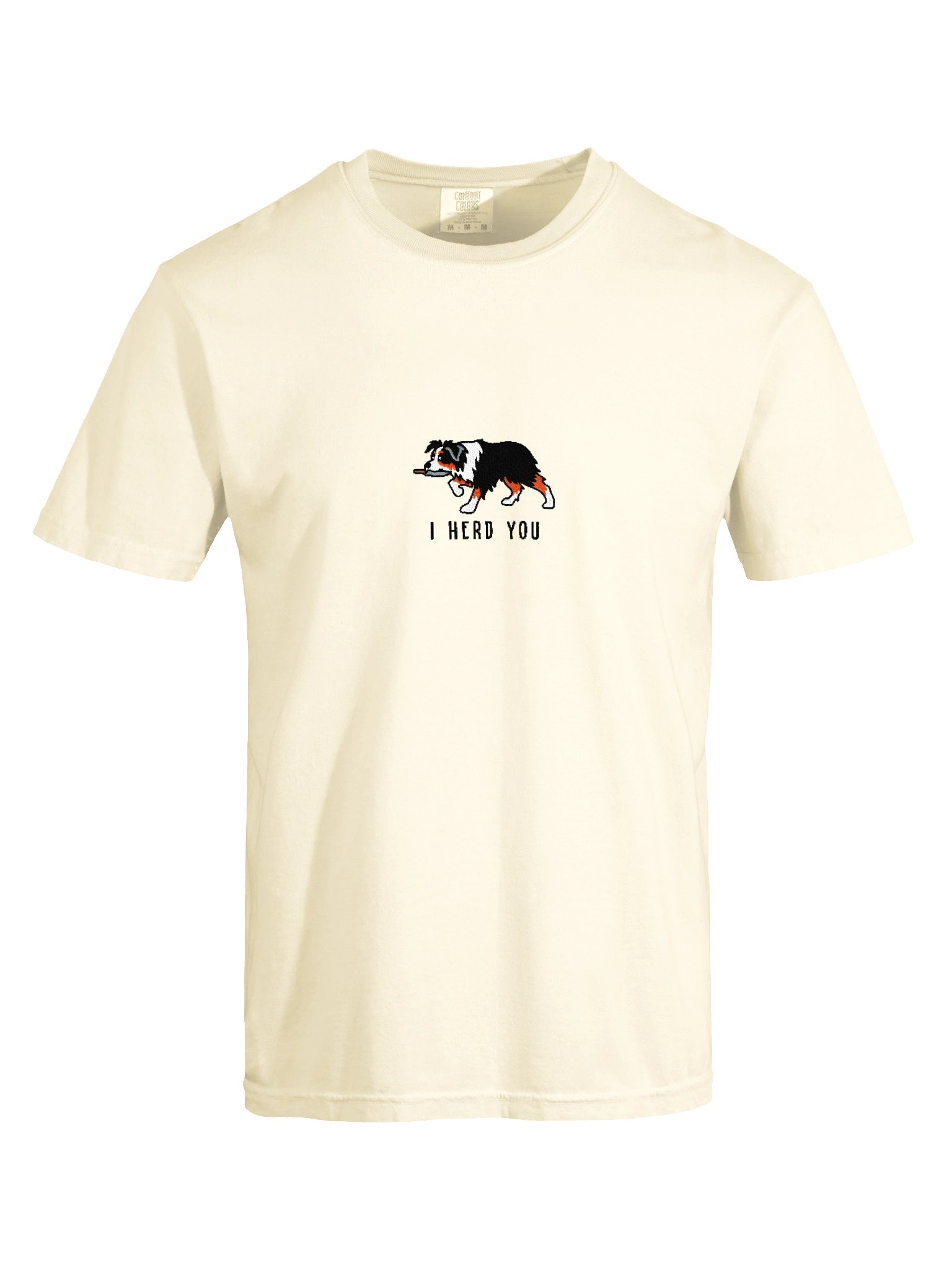 I Herd You Funny Chibi-Style Embroidered T-Shirt for Australian Shepherd(Tricolor) Owners product image (117)
