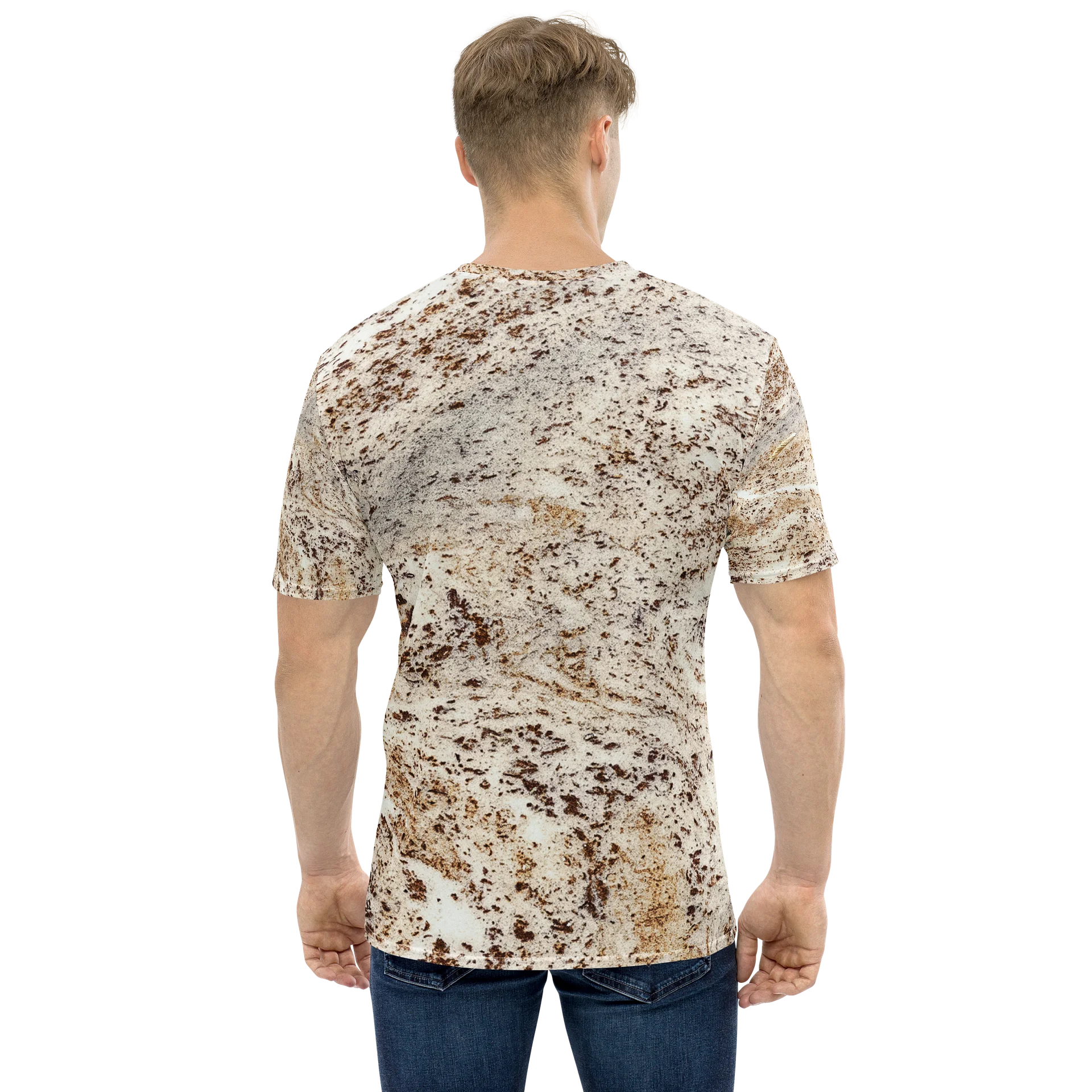 Espresso Swirl Unisex All-Over Print Marbled Cacao Crew Neck T-Shirt product image (1)