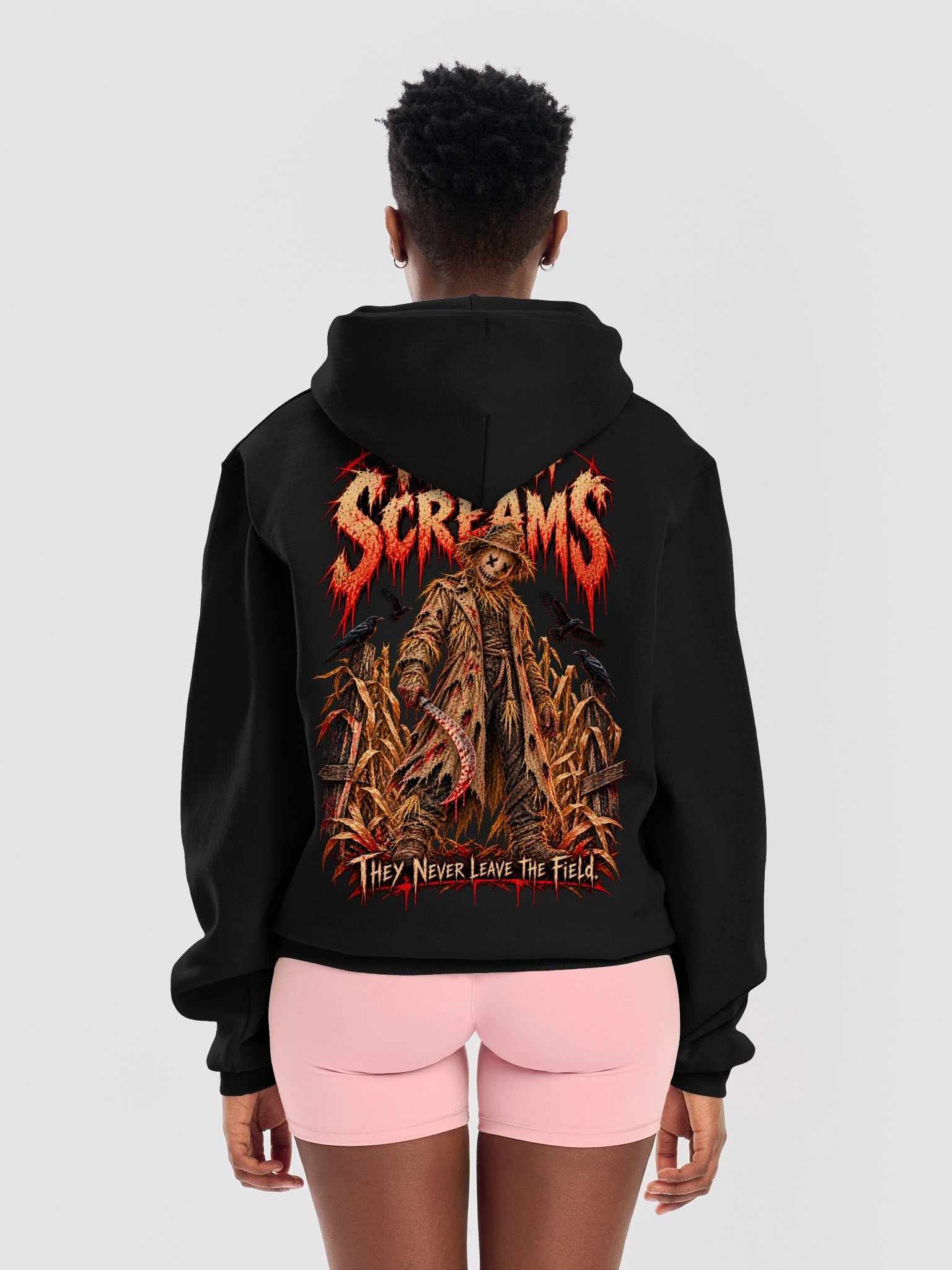 “Field of Screams” Scarecrow Horror Hoodie product image (7)