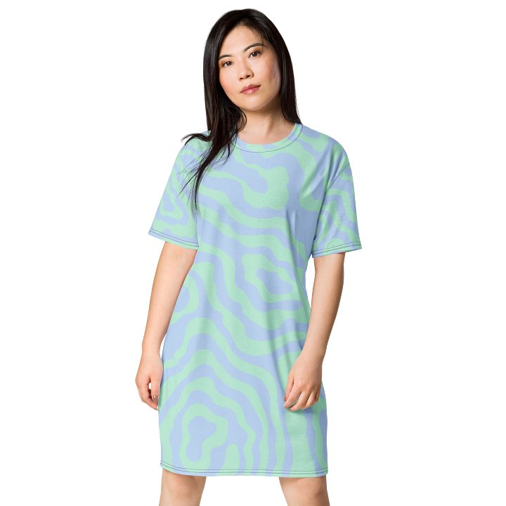 Exclusive Abstract Wave Pattern Oversized T-Shirt Dress | TDS Music product image (1)