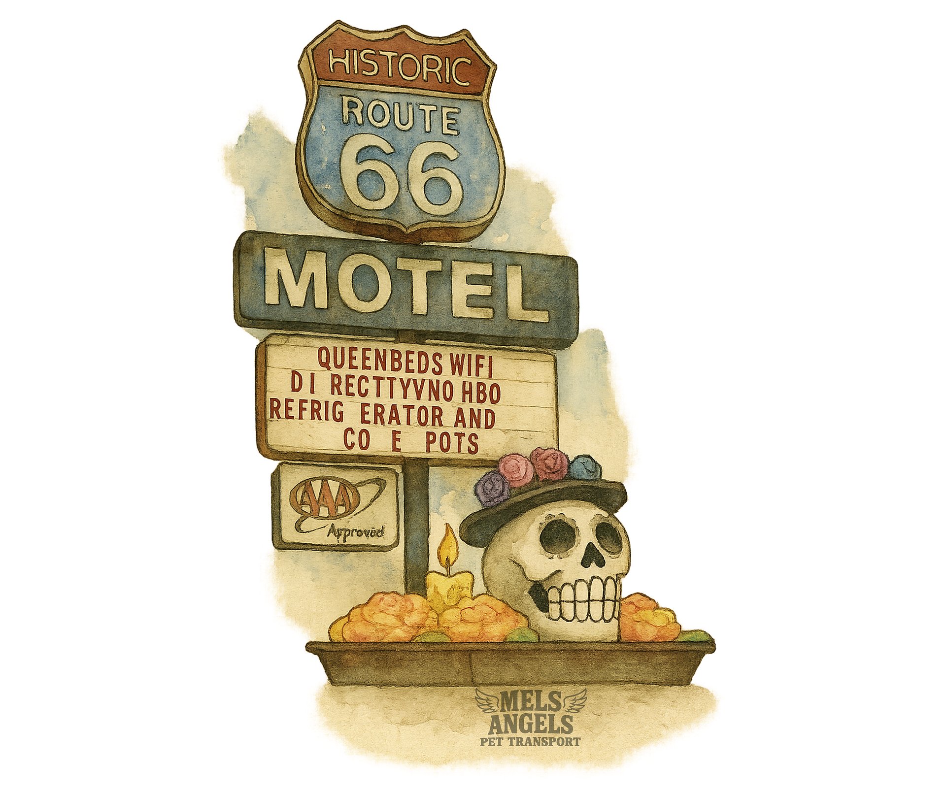 Route 66 Motel Skull T-Shirt – Vintage Día de los Muertos Inspired Graphic Tee | Bella Canvas Unisex product image (9)