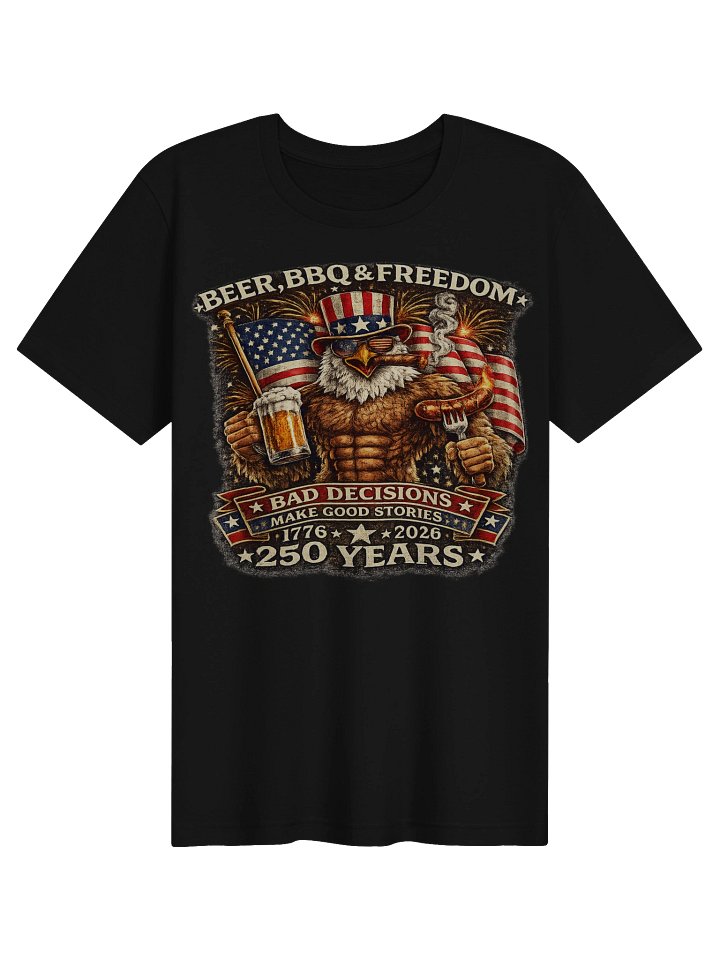 Funny 4th of July Shirt 2026 – Beer BBQ & Freedom Eagle T-Shirt, 250 Years Patriotic American Tee, Vintage USA Independence Day Shirt product image (1)