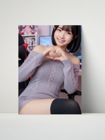 Cute Japanese Gamer Girl 8x10 Metal Print – Anime Aesthetic Wall Decor product image (1)