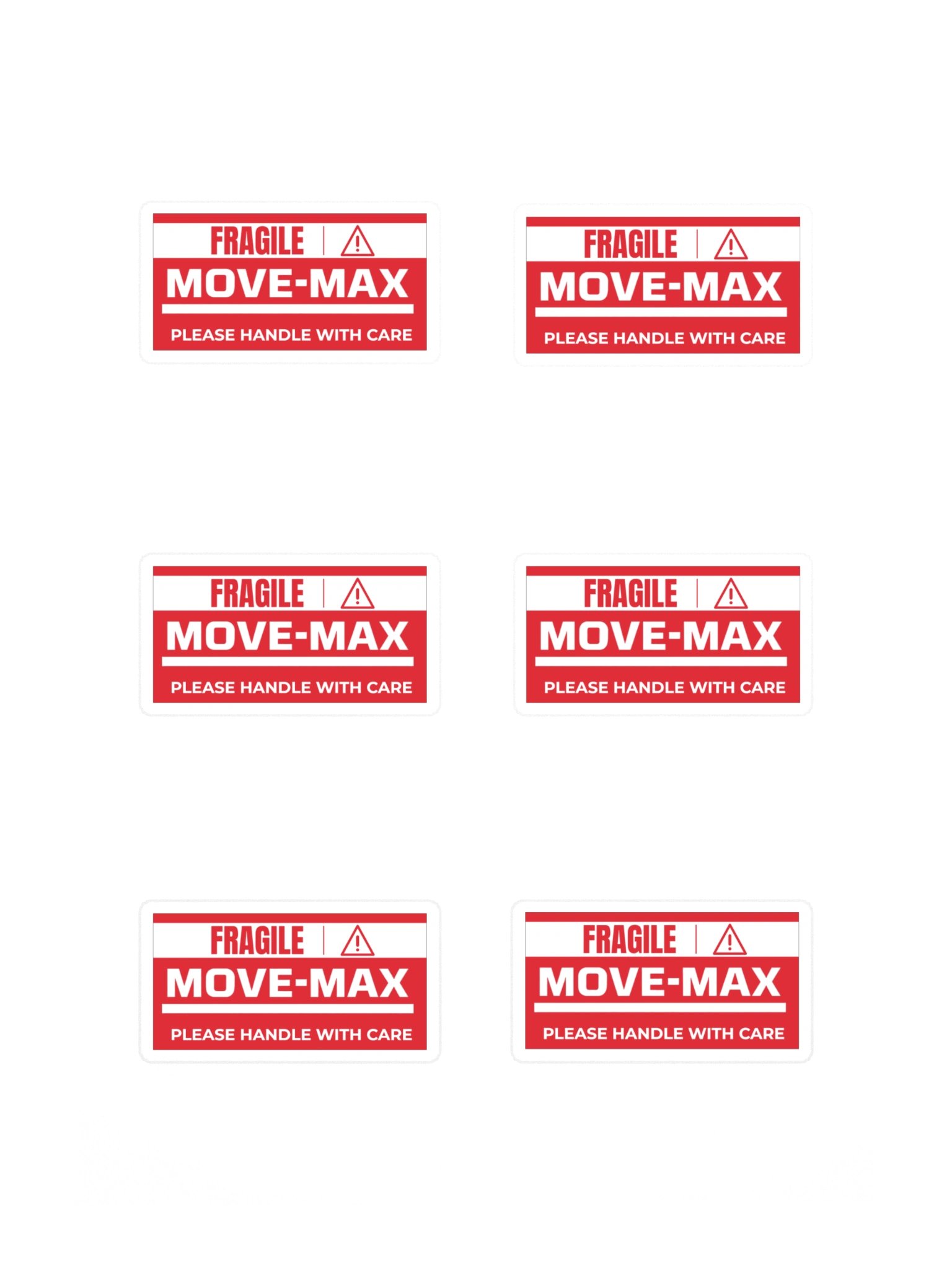 Move-Max “FRAGILE” Sticker Sheet — 6 Pack product image (3)