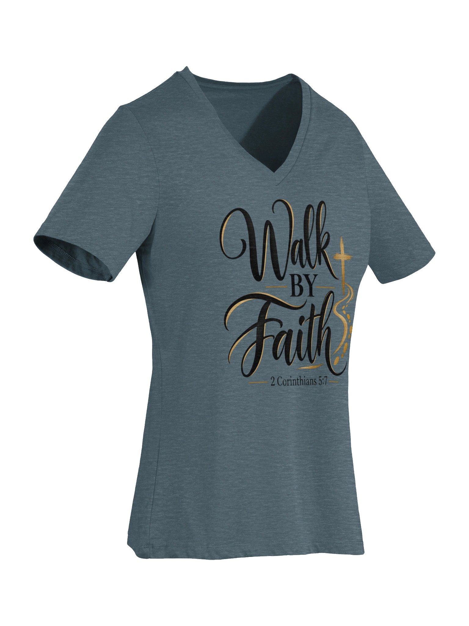 Walk by Faith Christian T-Shirt - 2 Corinthians 5:7 Faith-Based Graphic Tee product image (30)