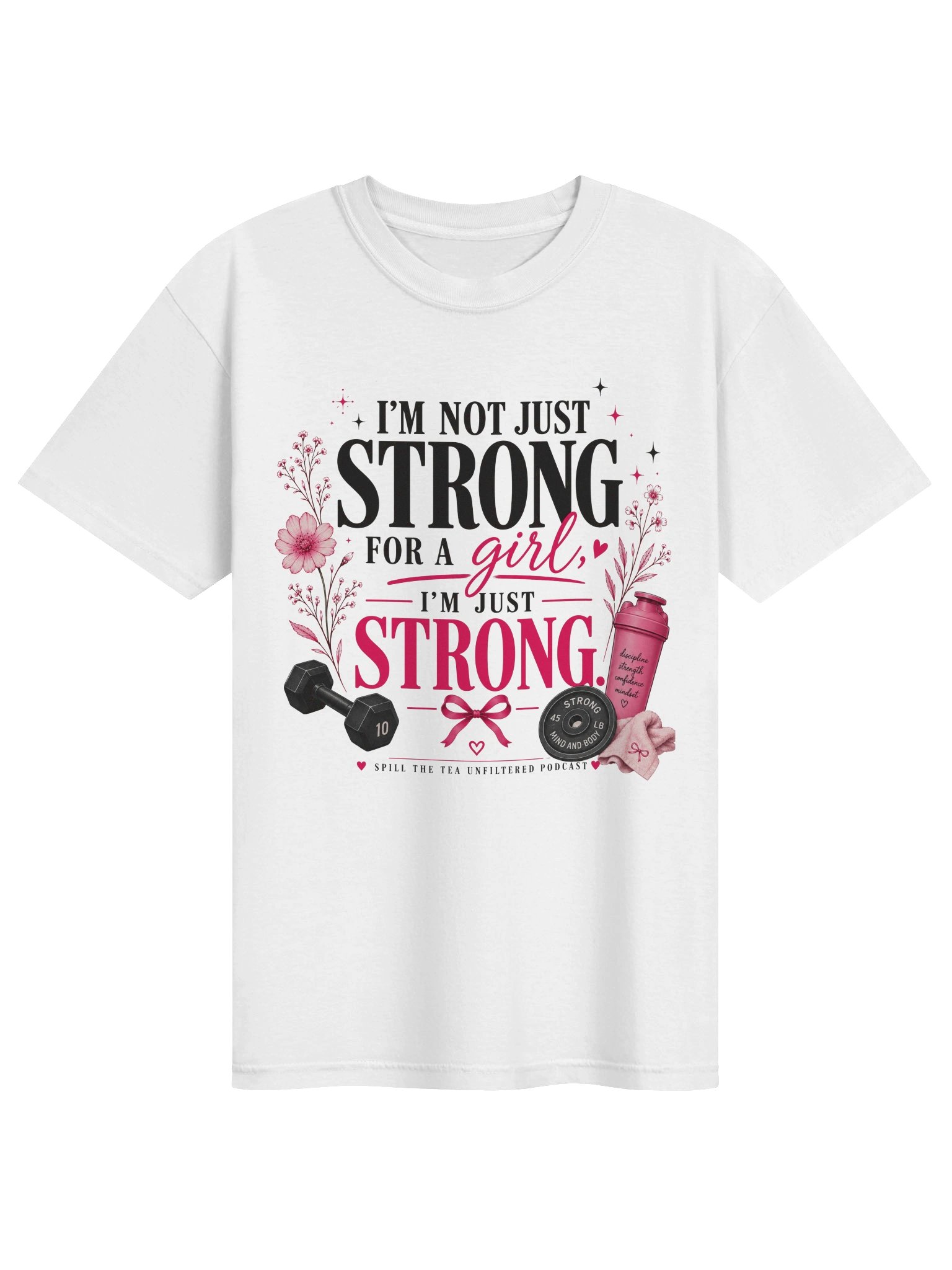 I’m Just Strong Pink Floral Fitness Tee product image (49)