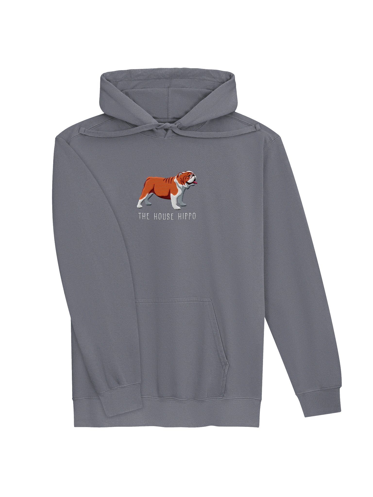 The House Hippo Premium Hoodie (Embroidered) of an English Bulldog(Red & White) product image (15)