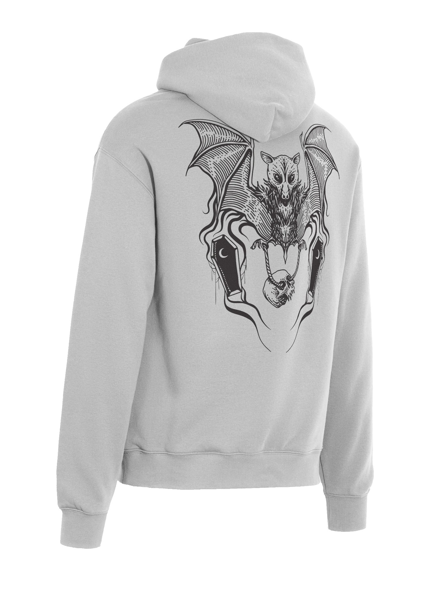 Grey Gothic Bat and Skull Oversized Hoodie product image (6)