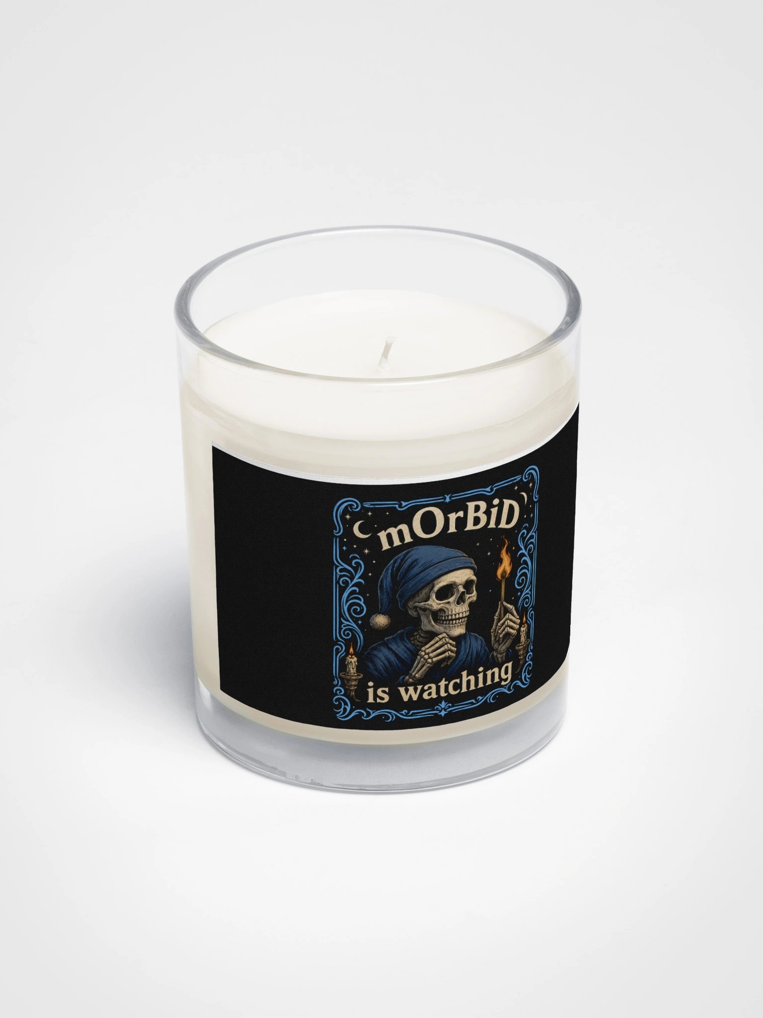 ''mOrBiD is Watching'' Soy Wax Candle In A Clear Glass Jar product image (3)