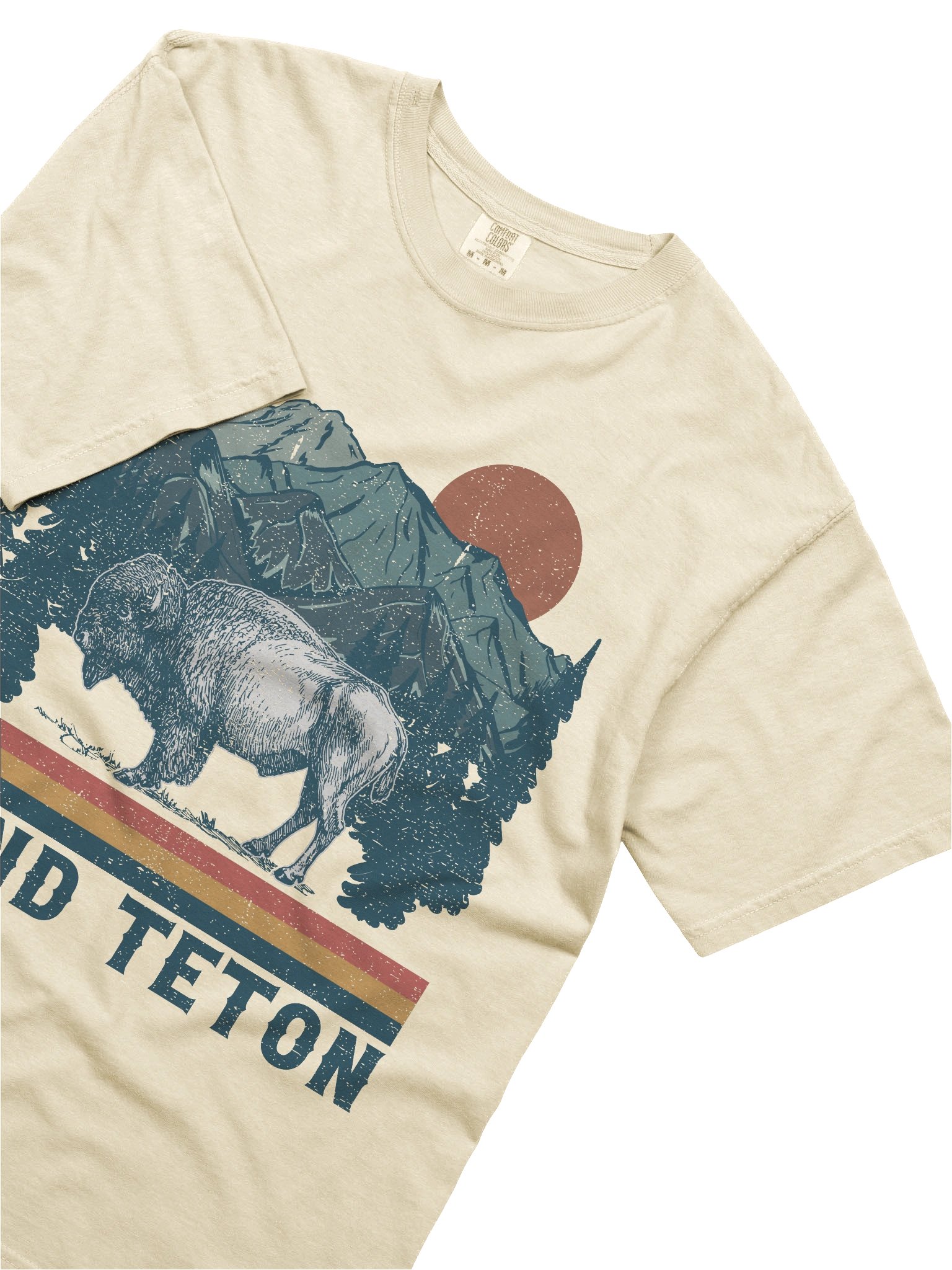Grand Teton National Park Shirt – Vintage Bison Mountain Retro Sunset Wyoming Tee product image (5)