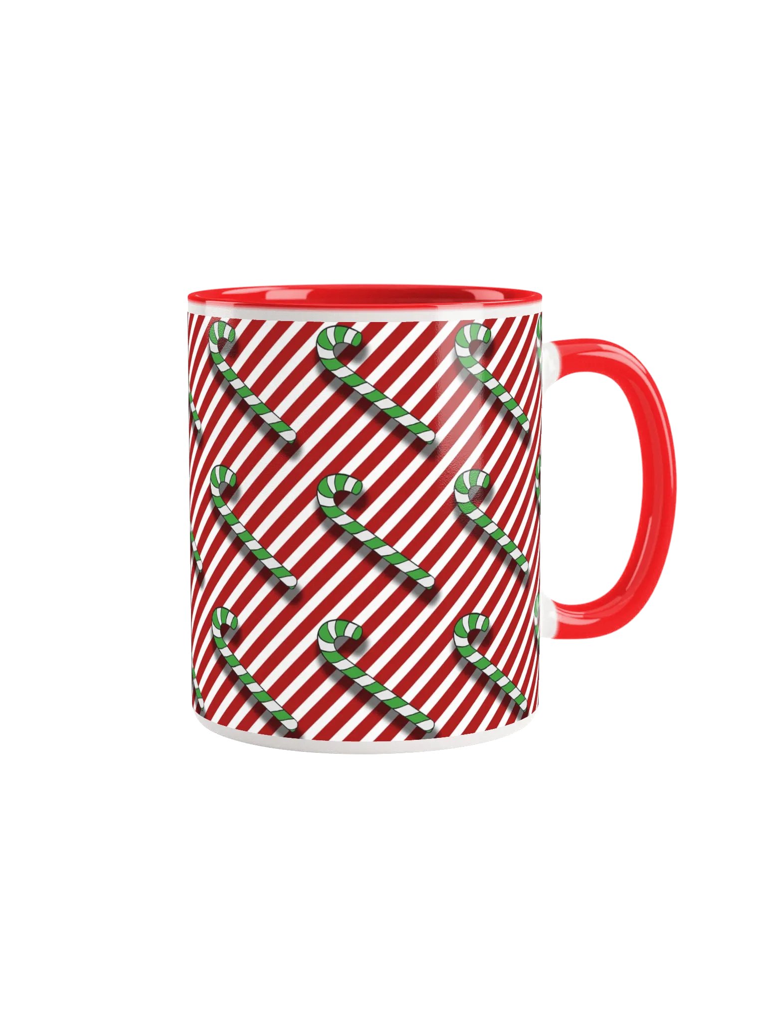 Green Candy Canes on Red Peppermint Stripe Ceramic Mug product image (1)