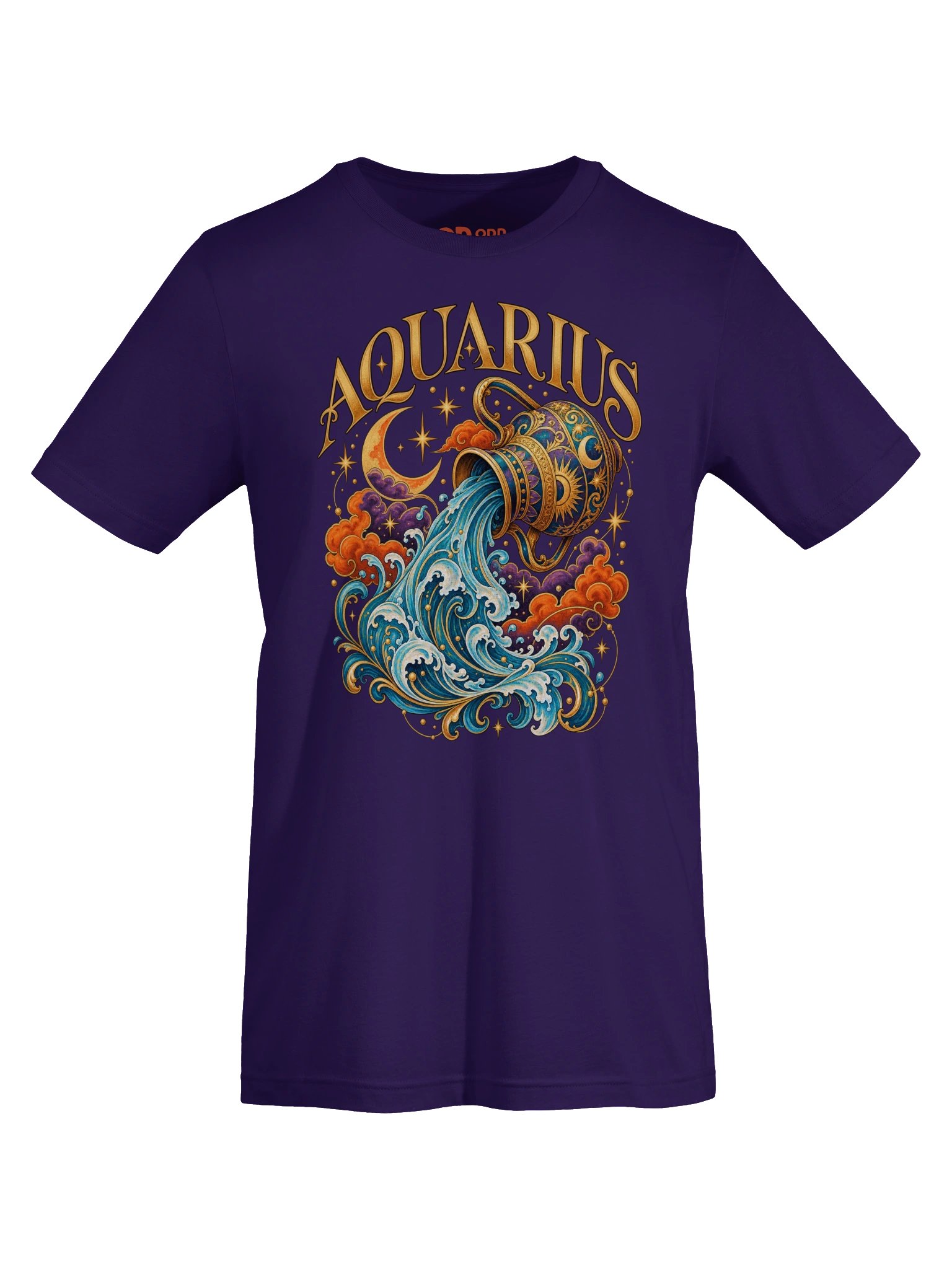 Aquarius Zodiac T-Shirt With Celestial Water Bearer Art product image (7)