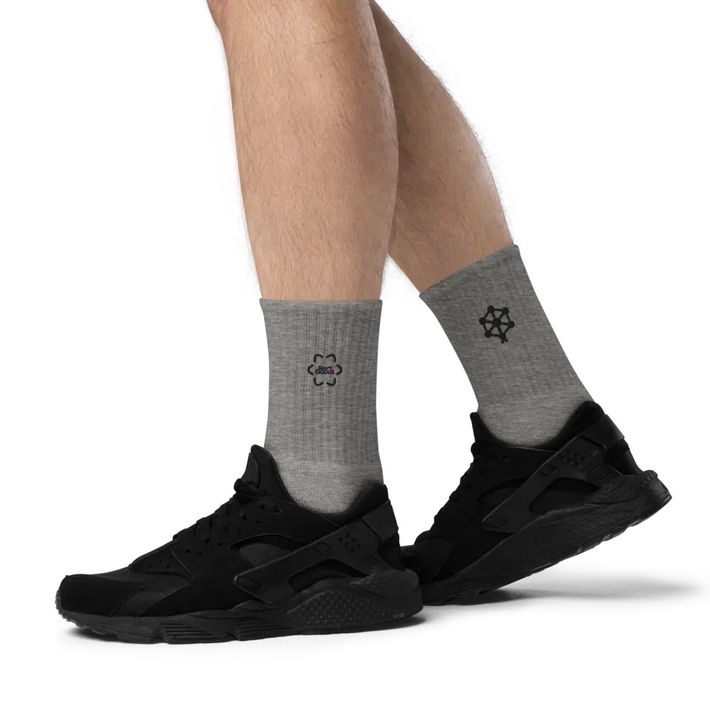 RB Embroidered Socks in Gray product image (6)