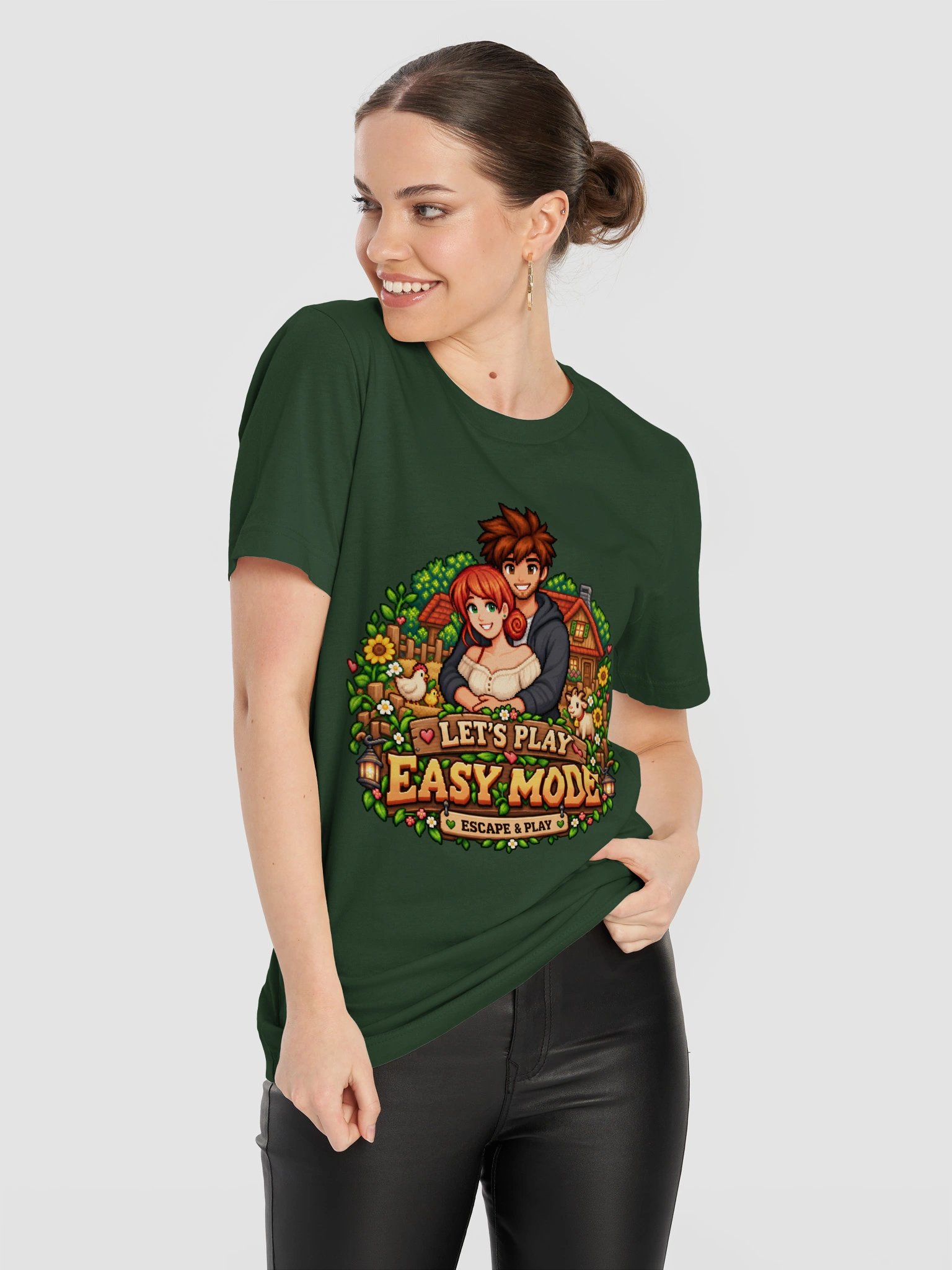 Let’s Play Easy Mode: Cozy Farm Tee – Forest Green product image (2)