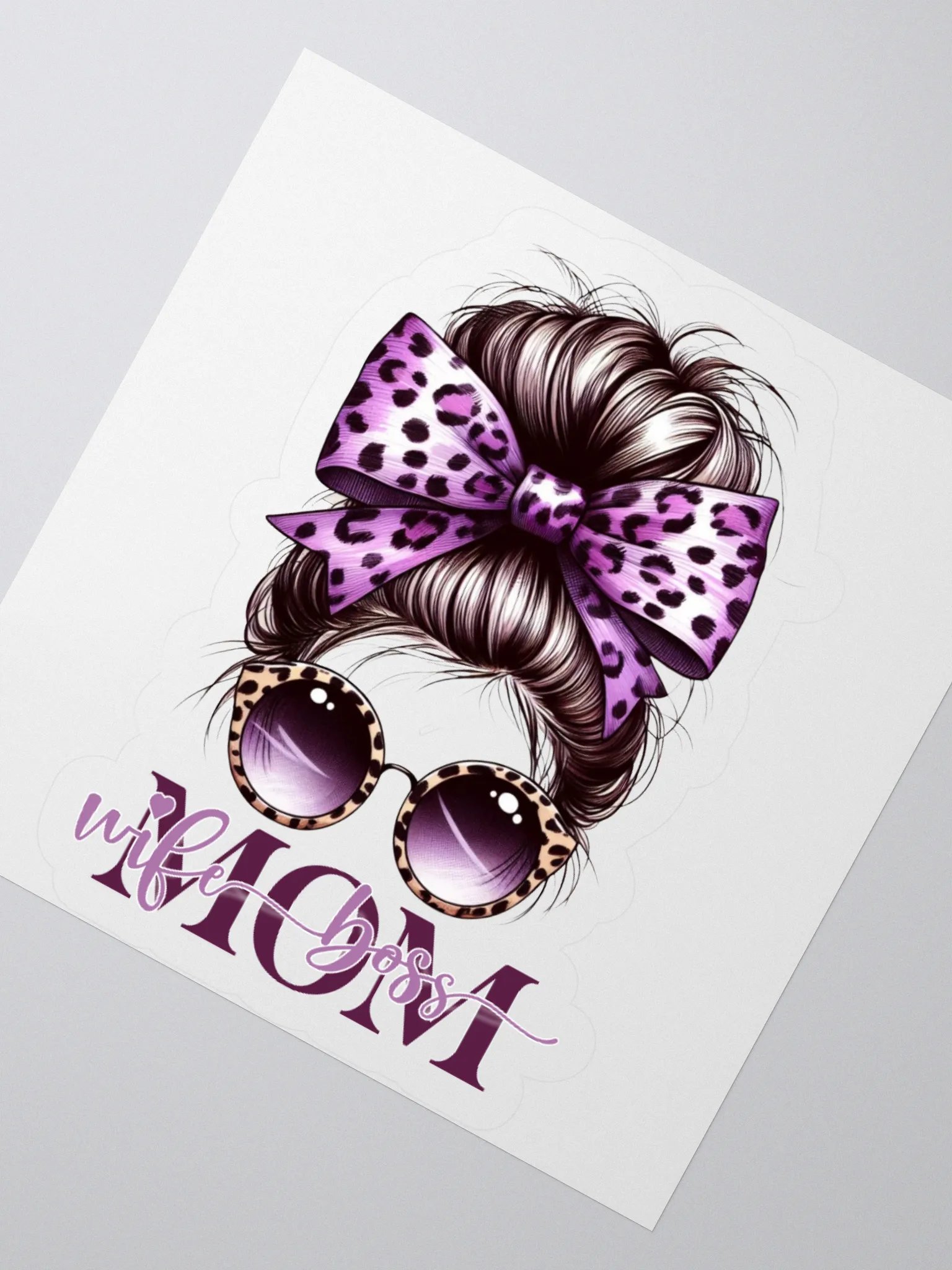 Leopard Print Bun Mom Wife Boss Sticker Pack product image (4)