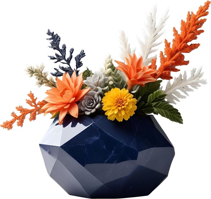 Golden Tides – Tropical Luxe Faceted Vase PNG product image (1)