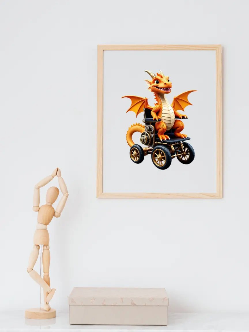 Baby Dragon in Wheelchair Kid Nursery Print Child Wall Art product image (4)