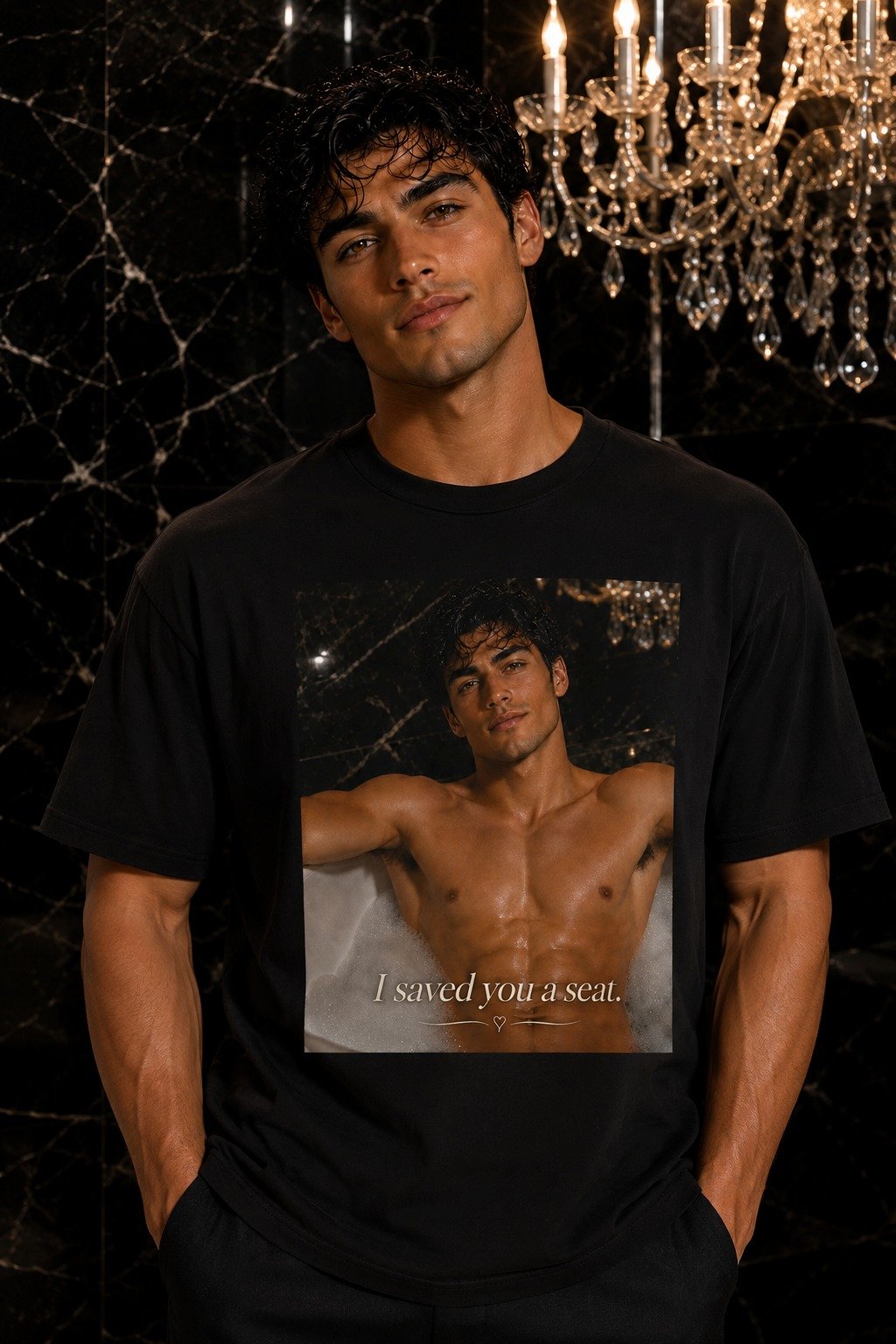I Saved You a Seat T-Shirt | Romantic Flirty Bath Graphic Tee | Funny Valentine's Gift for Him or Her | Unisex Oversized Shirt product image (1)