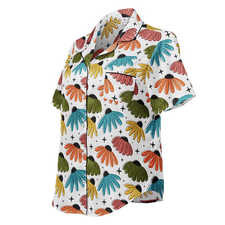 Retro Halftone Coneflowers Ladies Short Sleeve Pajama Top product image (1)