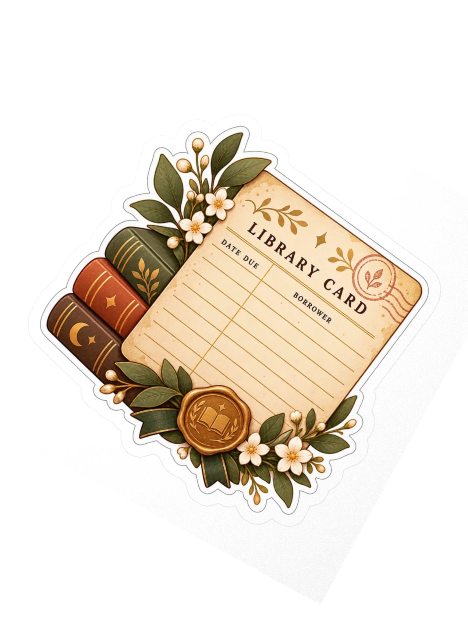 Vintage Library Card Sticker | Retro Book Lover Vinyl Decal product image (2)