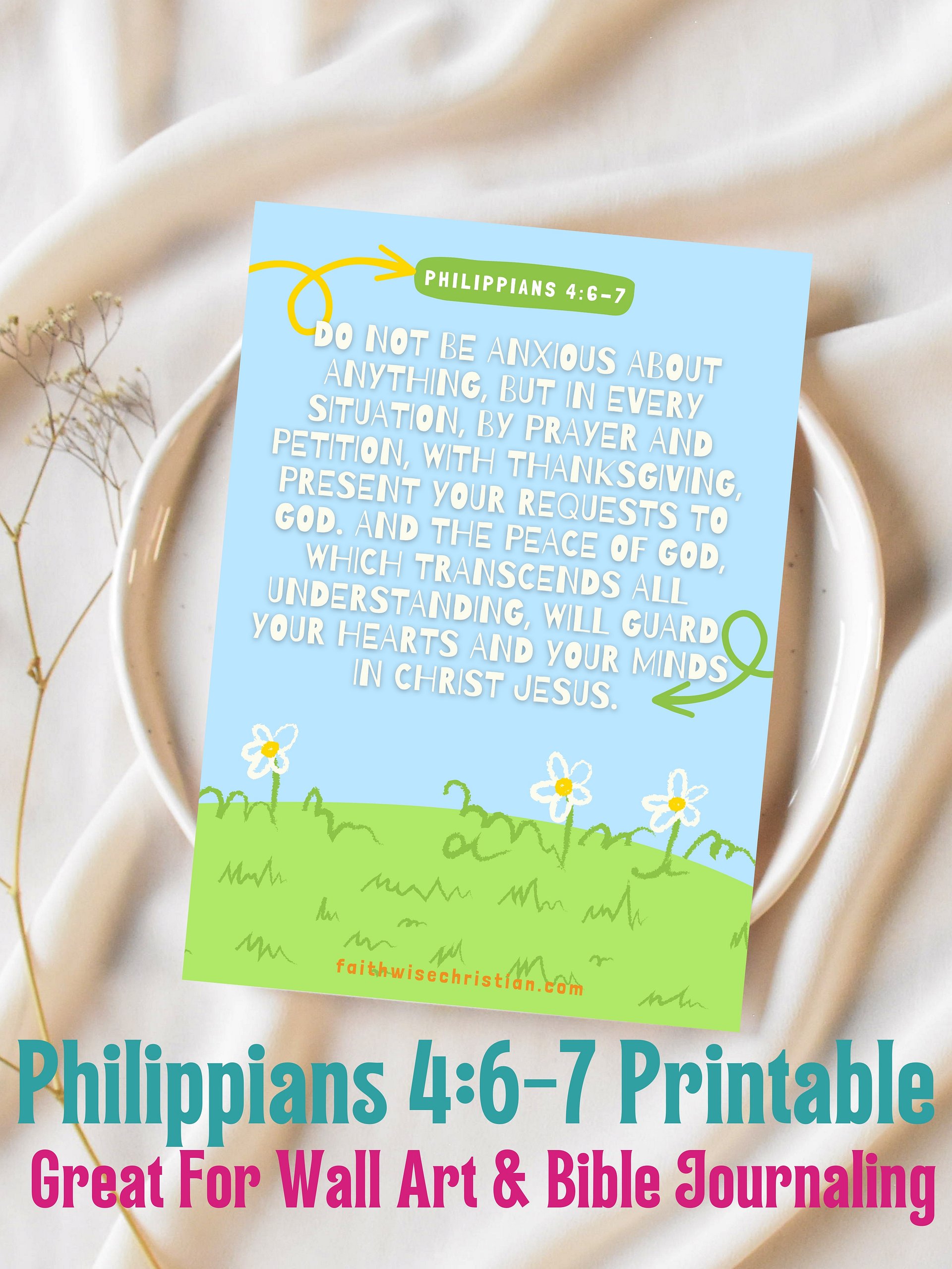Philippians 4:6-7 Wall Art/ Bible Journaling Printable product image (1)