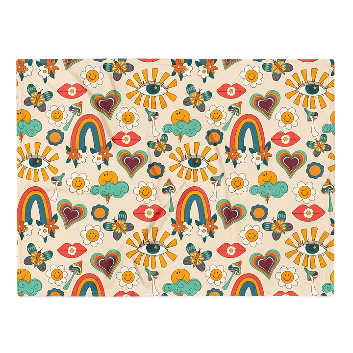 Retro Rainbow Sunshine Floral Boho Throw Blanket product image (1)