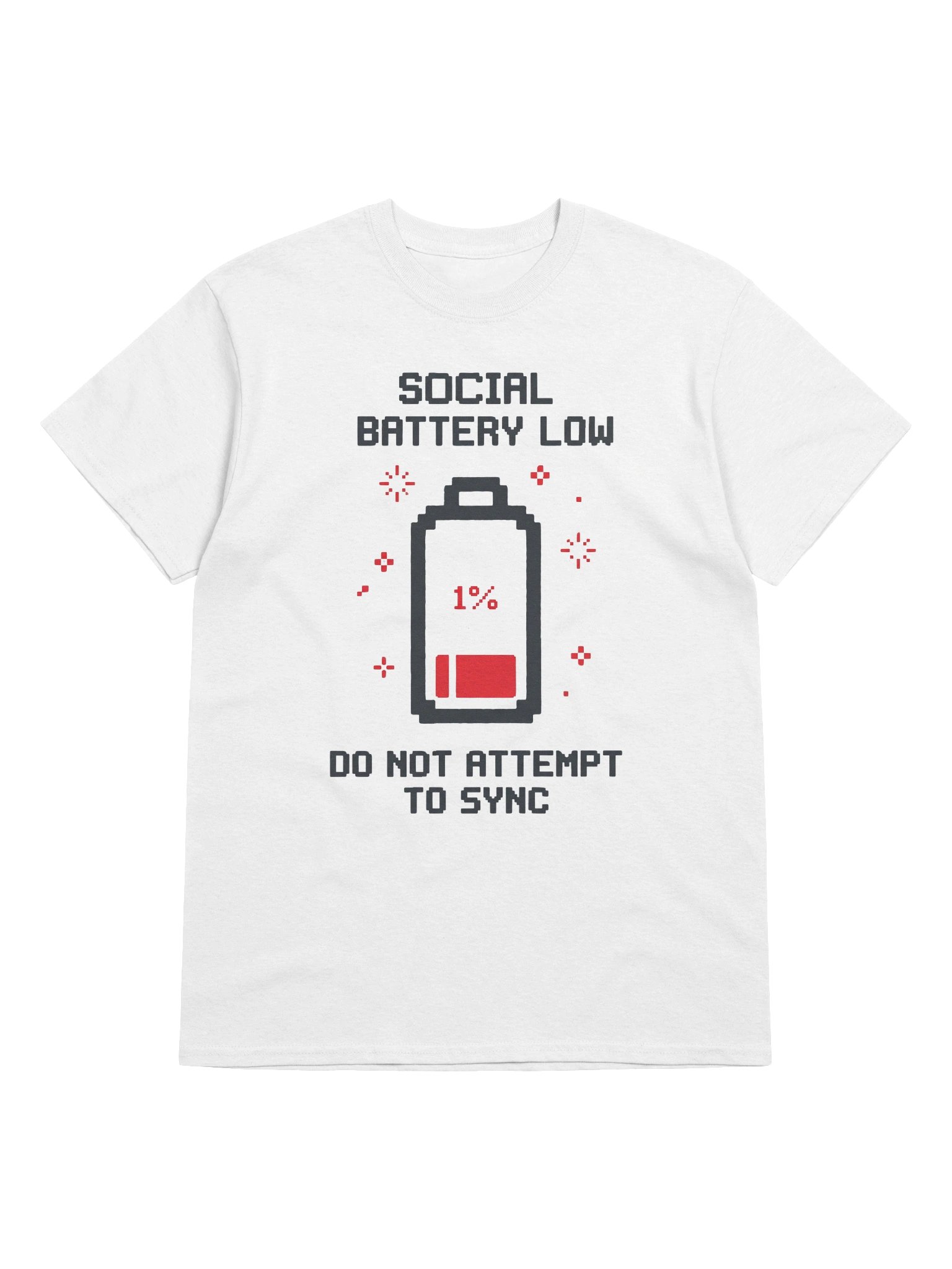 Funny Introvert Social Battery Low 1% Pixel Art T-Shirt product image (1)