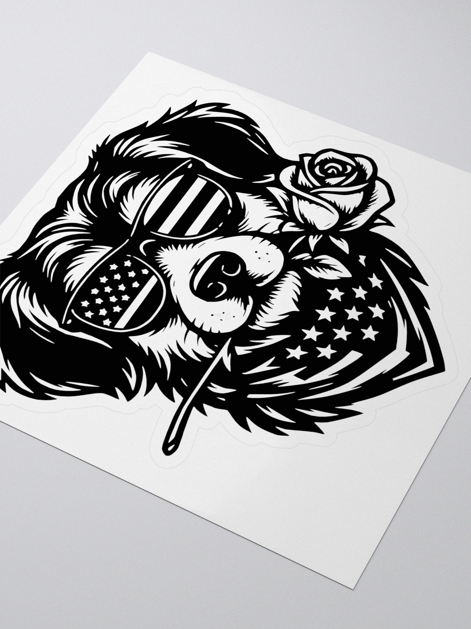 Cool Patriotic Dog Wearing Sunglasses & Rose | Border Collie Sticker product image (3)