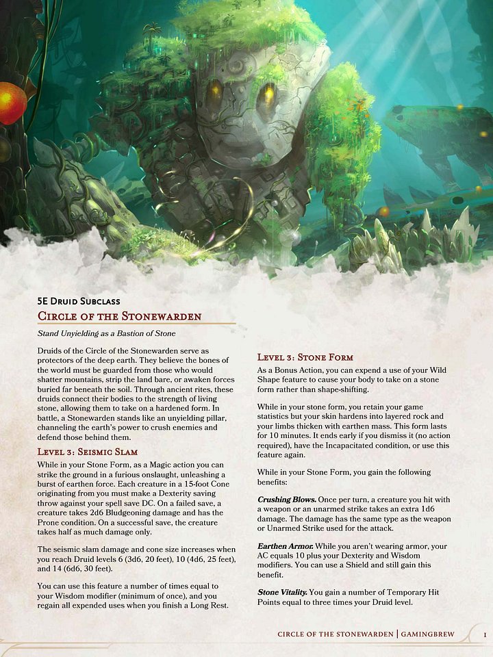 Circle of the Stonewarden | 5.5E Druid Subclass product image (2)