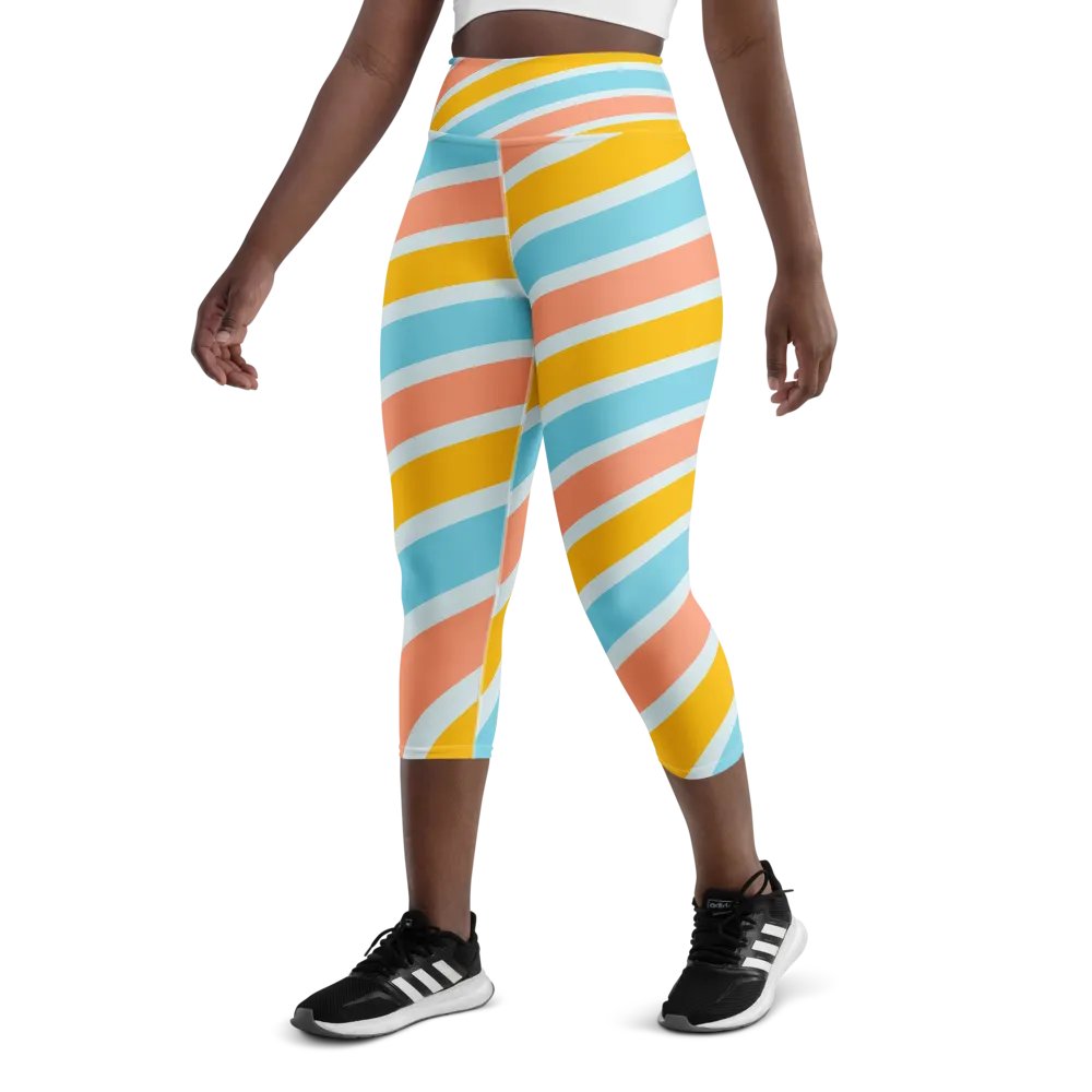Cheerful Sorbet Stripes All-Over Print Capri Leggings product image (7)