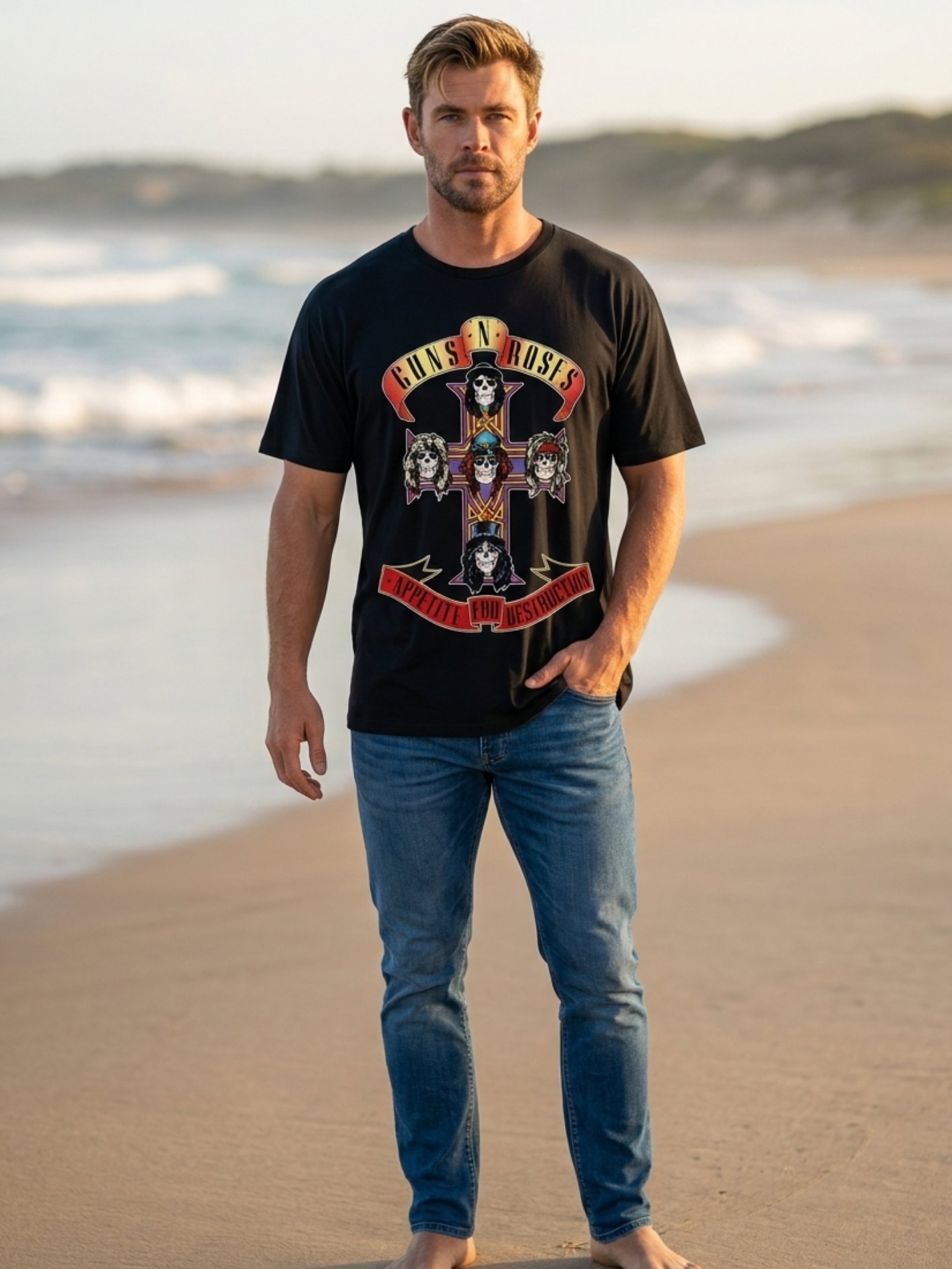 Guns N Roses Appetite For Destruction T-Shirt Skull Cross | Black Vintage 1987 Hard Rock Graphic Tee | Classic Rock Collector Shirt product image (4)