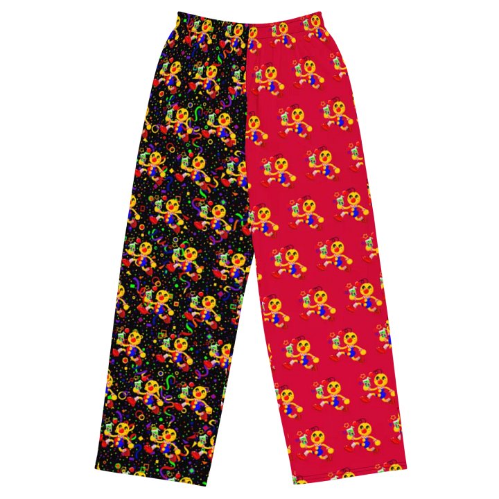 Split Red and Arcade Boyoyoing Unisex Wide-Leg Pants product image (1)