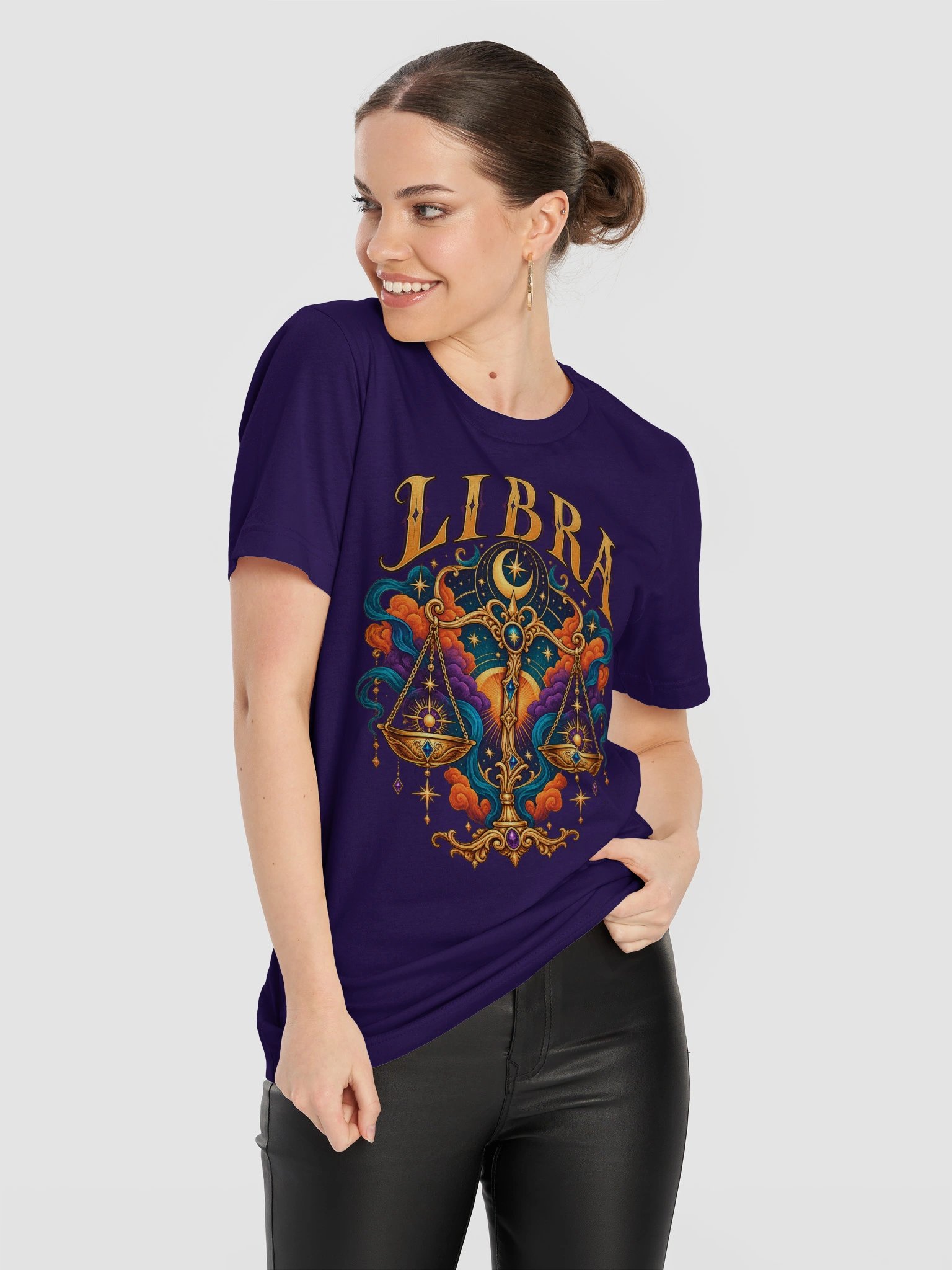 Libra Zodiac T-Shirt With Ornate Celestial Scales product image (10)