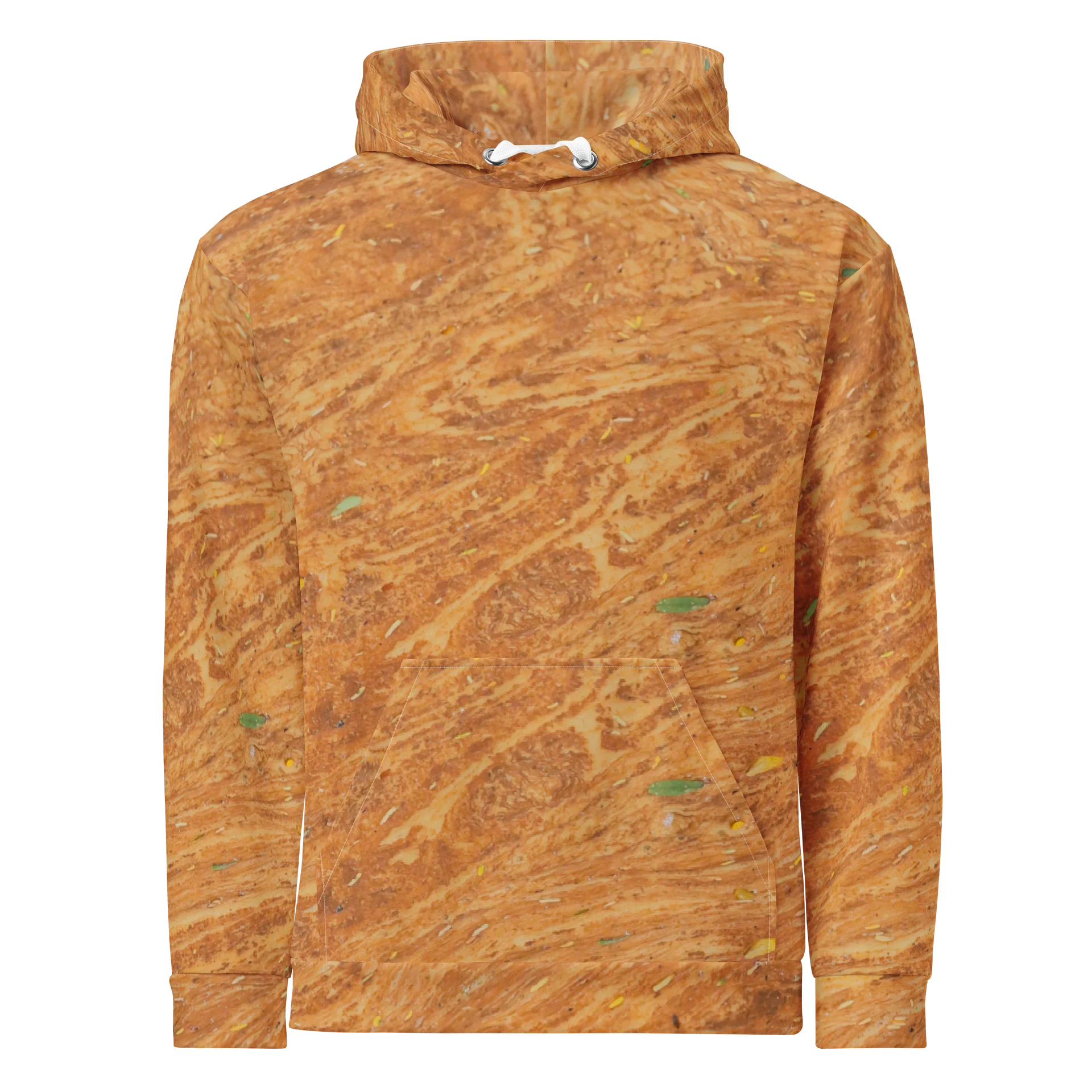 Terracotta Tea: Unisex All-Over Print Warm Rust & Leaf Pullover Hoodie product image (1)