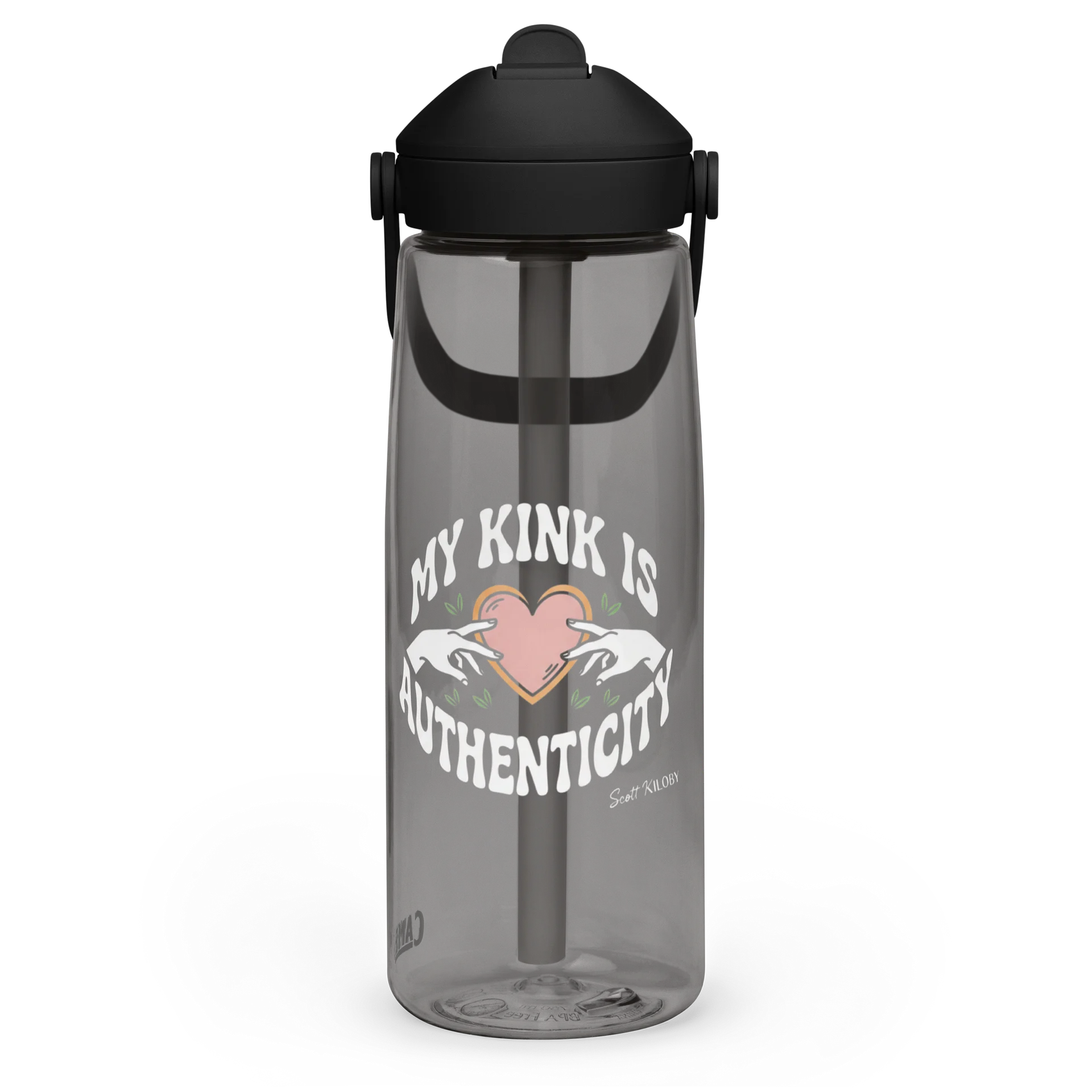 “My Kink Is Authenticity” Charcoal Flip Straw Water Bottle product image (3)
