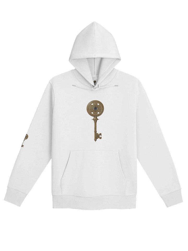 The Gatekeeper’s Key – White Sigil Arm Edition (Front + Right Sleeve Print) | Organic Hoodie product image (1)