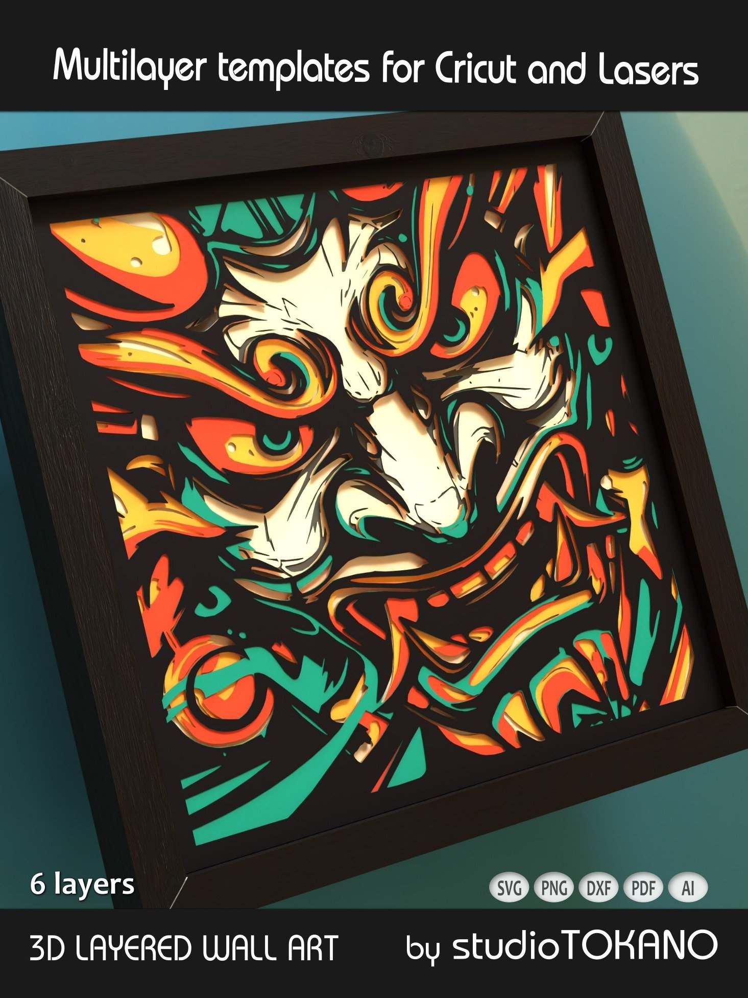 Oni Mask Layered Cut File product image (3)