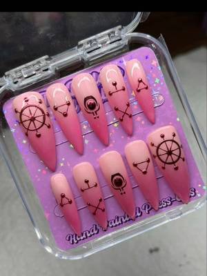 The pink #megumi set 🩷  This set has been super popular recently, who do I turn pink next 👀  This set is available to purchase on my website, Thebuildergelbabe.com 🫶🏼  #megumifushiguro #jjk #jujutsukaisen #animenails 