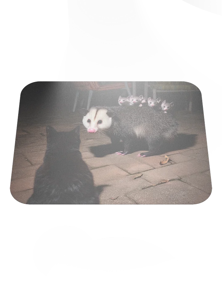 Cat meets opossum family Mouse Pad product image (1)