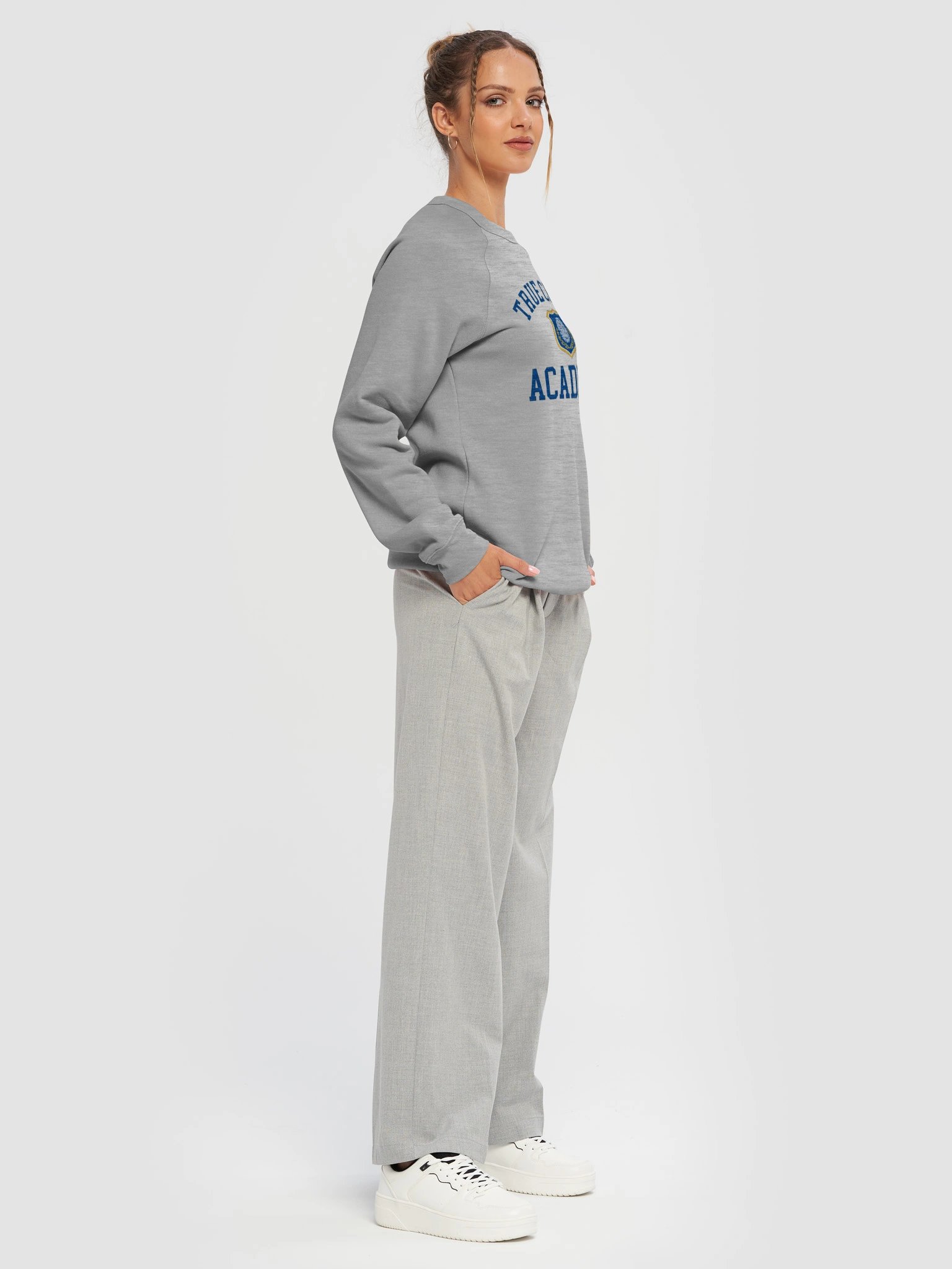 True Crime Academy Pullover Sweatshirt - Light Grey product image (7)