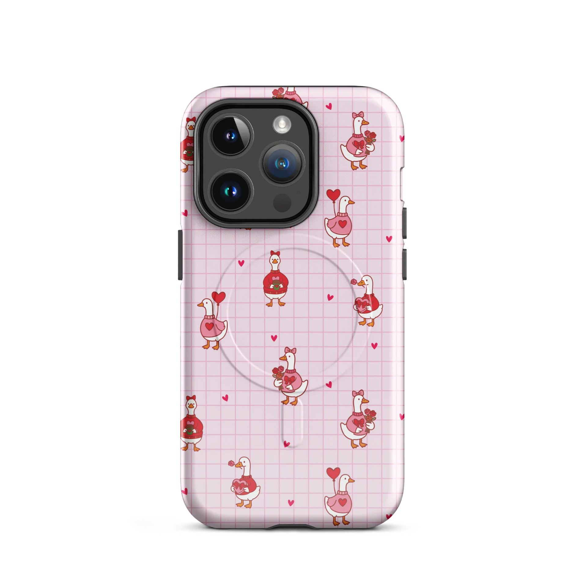 Pink coquette Valentine Goose Tough Magnetic MagSafe® iPhone® 14, iPhone 15, iPhone 16, iPhone 17, Pro, Pro Max, Plus Cases. product image (2)