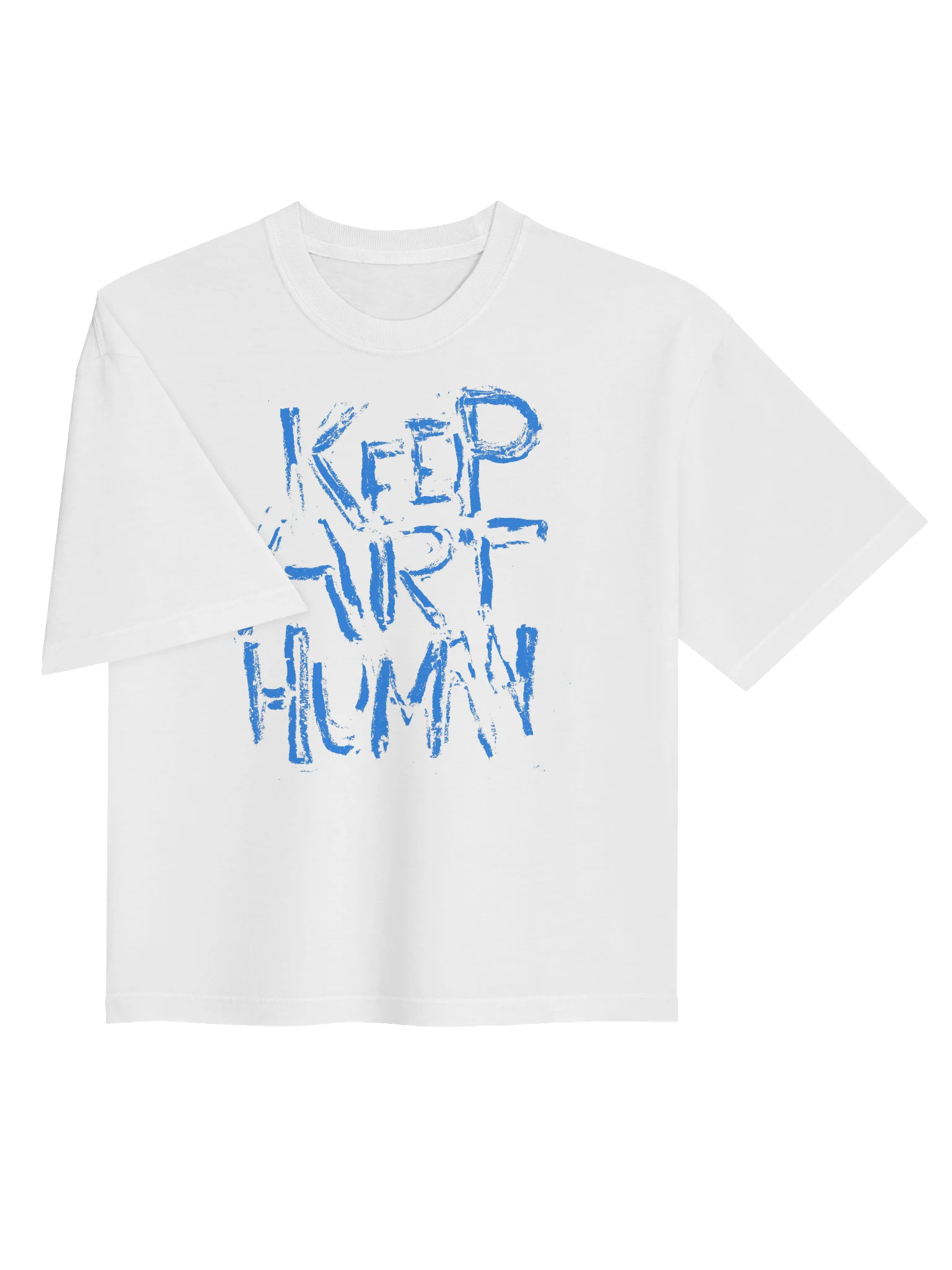 Keep Art Human – Hand Drawn White Boxy T-Shirt product image (3)