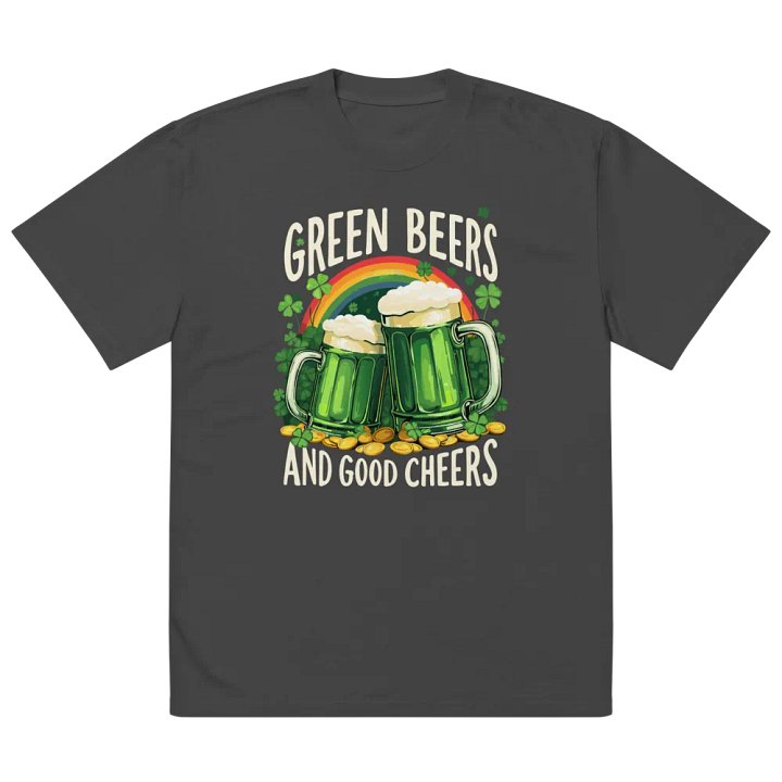 Green Beers and Good Cheers St. Patrick’s Day T-Shirt – Fun Irish Celebration Oversized Faded T-Shirt product image (3)