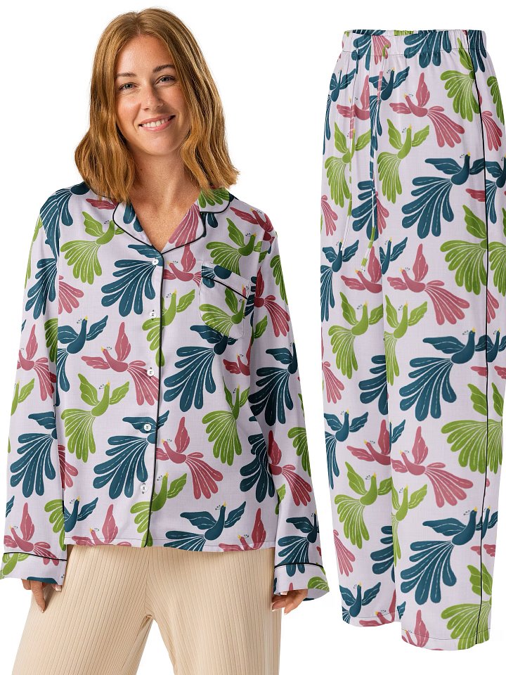 Mid-Century Modern Firebirds Ladies Long Sleeve Pajama Set product image (1)