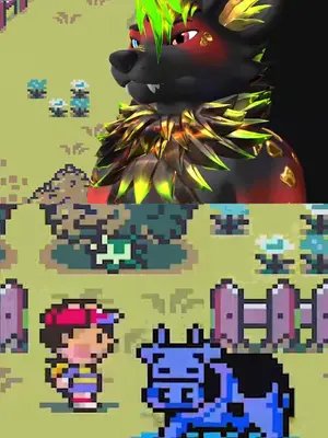 This cow was feeling blue 😰 #furry #earthbound #cow #feelingblue #retrogaming 