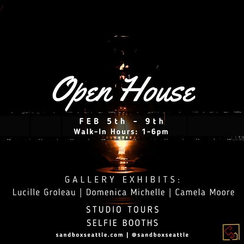 This week! -- Wed thru Fri / Feb 5th-9th / 1-6 pm!
*
*
*
*
Sandbox is hosting an open house! 
Featuring exhibits from: 
@luci...