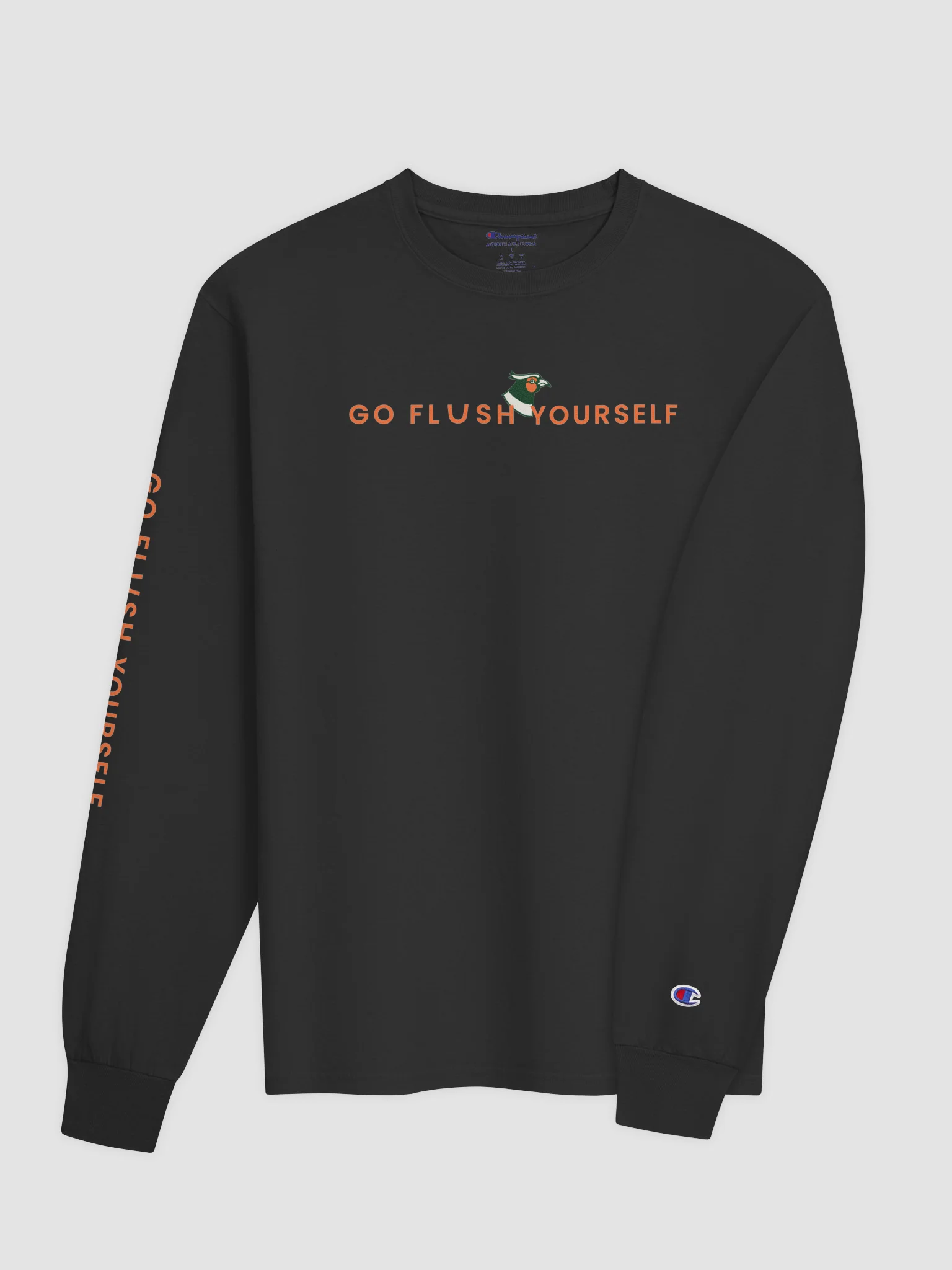 Go Flush Yourself Champion Long Sleeve Tee (dark mode) product image (4)