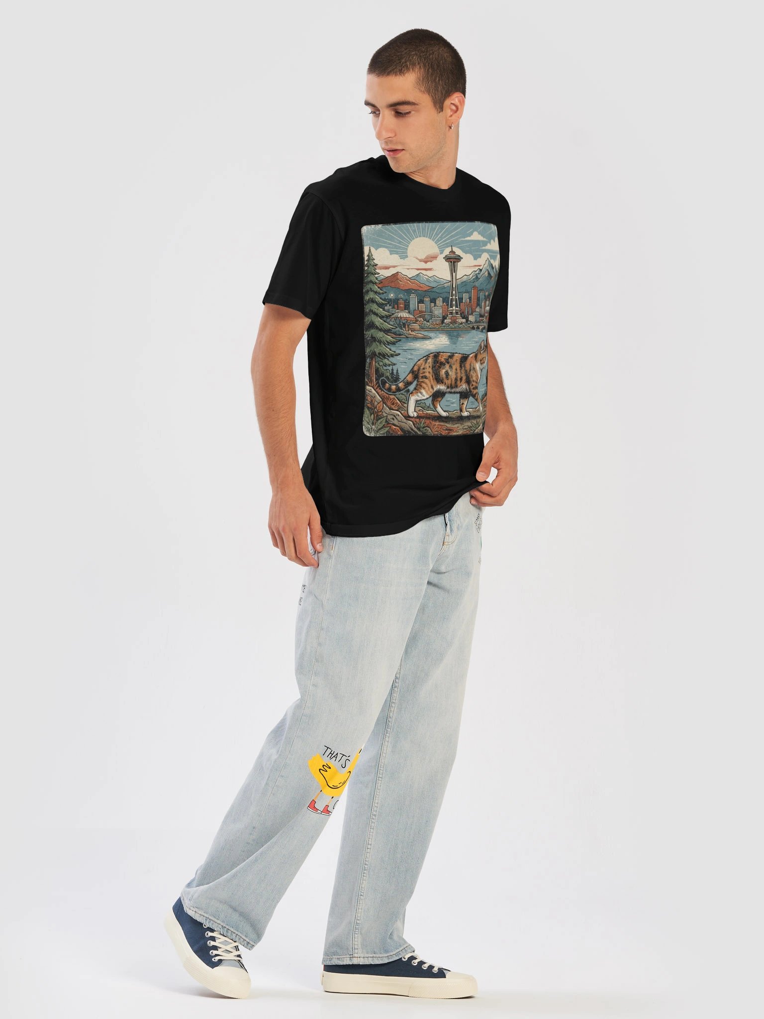 Vintage Seattle Cat Graphic T-Shirt product image (3)