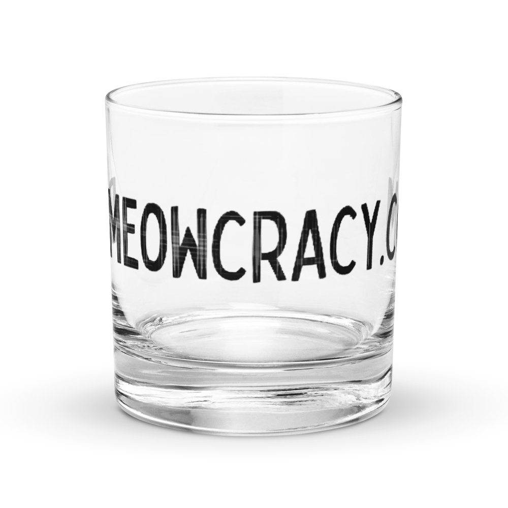 Demeowcracy Black Plaid Letters Chromatic Rocks Glass product image (1)